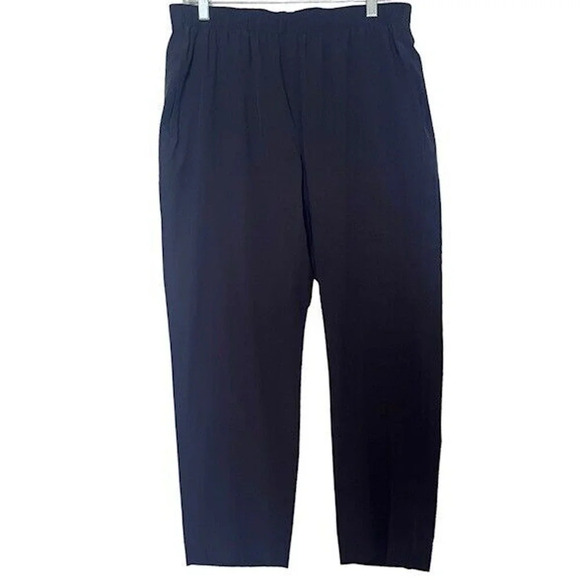 Vince Women's Black Tapered Pull-on Casual Cropped Pants Size Large Side stripe - Picture 1 of 6
